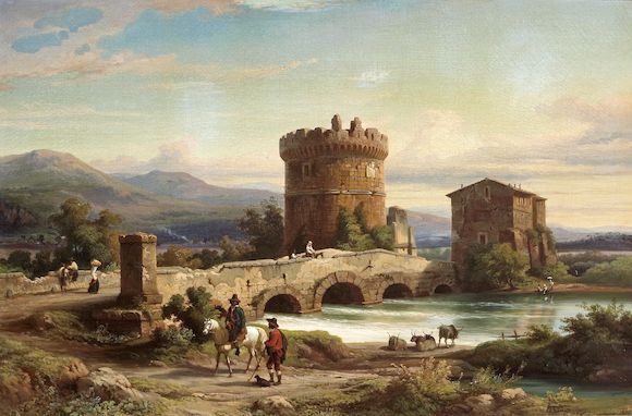Gravure Ancienne Tivoli, Sepolcro Plautii E Ponte Lucano - Moschetti, 1855
