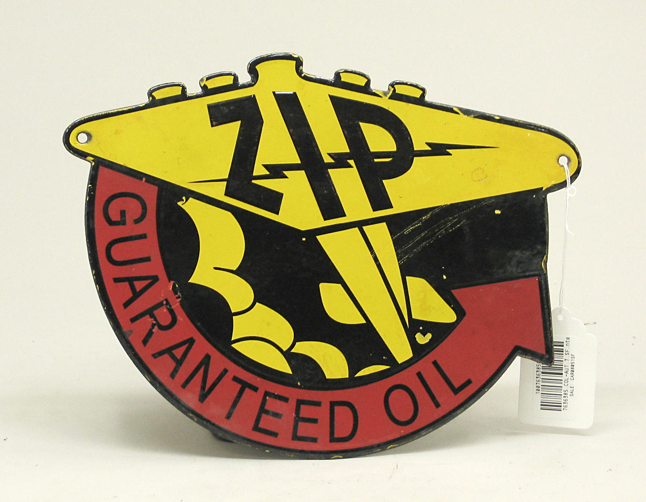 A ZIP Guaranteed Oil enamel advertising sign,