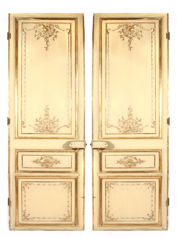 Bonhams : A pair of Louis XV style parcel gilt and paint decorated doors