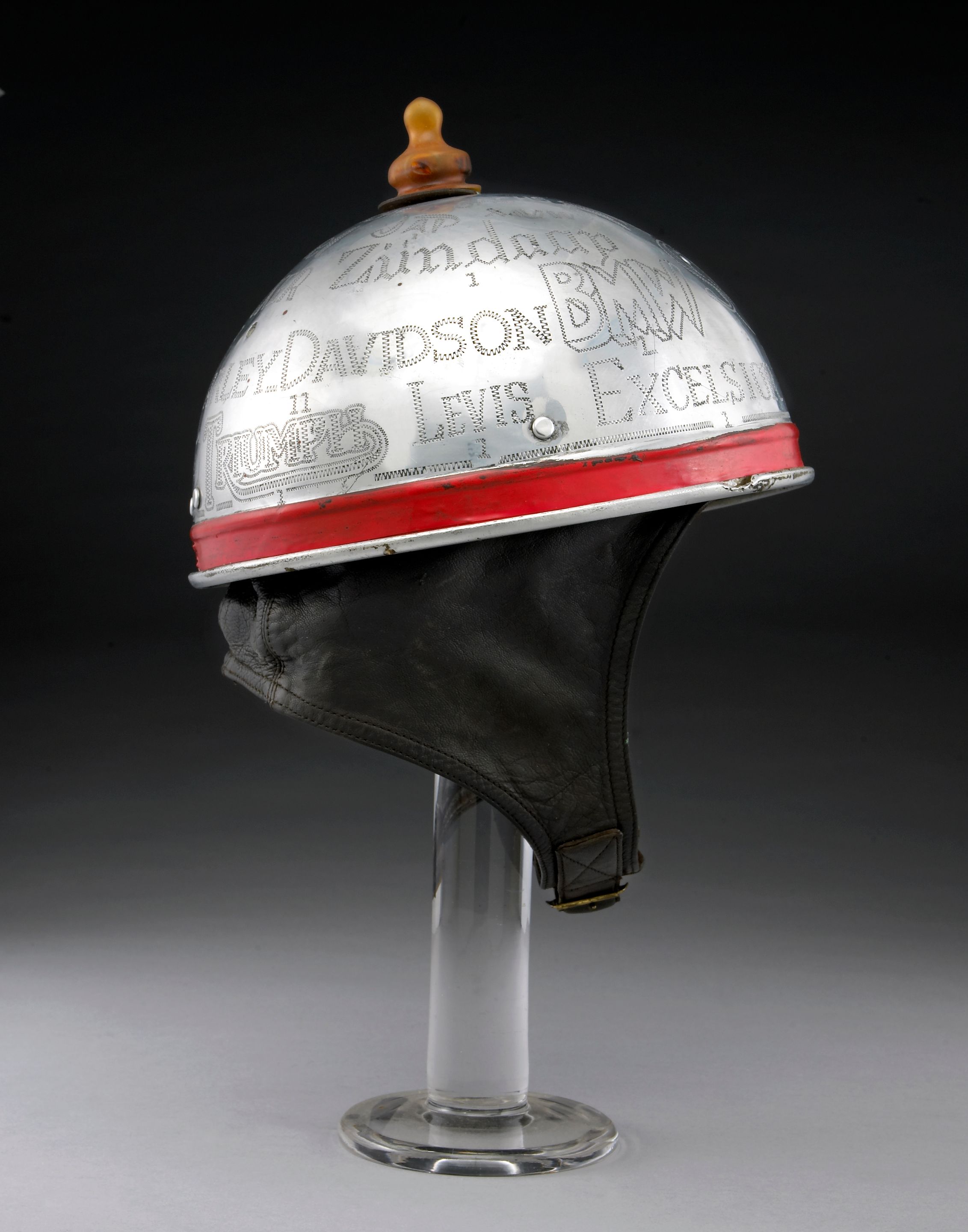 Bonhams Cars A Von Dutch hand-engraved helmet, Height: 7in