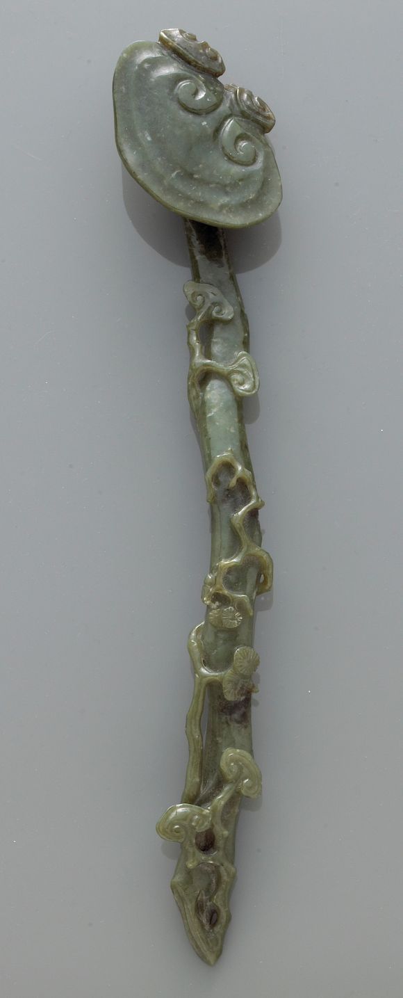 Bonhams : A pale green jade ruyi scepter Late Qing Dynasty