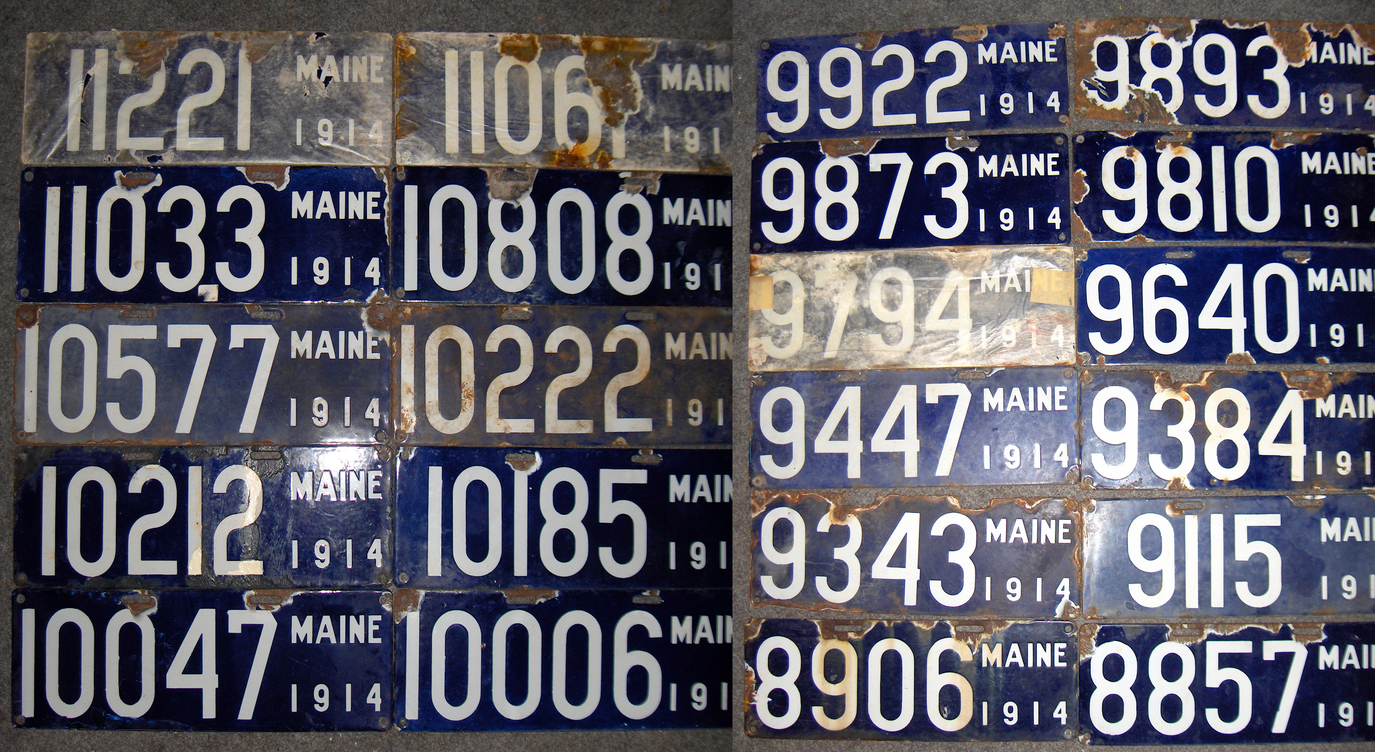 Bonhams Cars : Twenty-two assorted 1914 porcelain enamel Maine license ...
