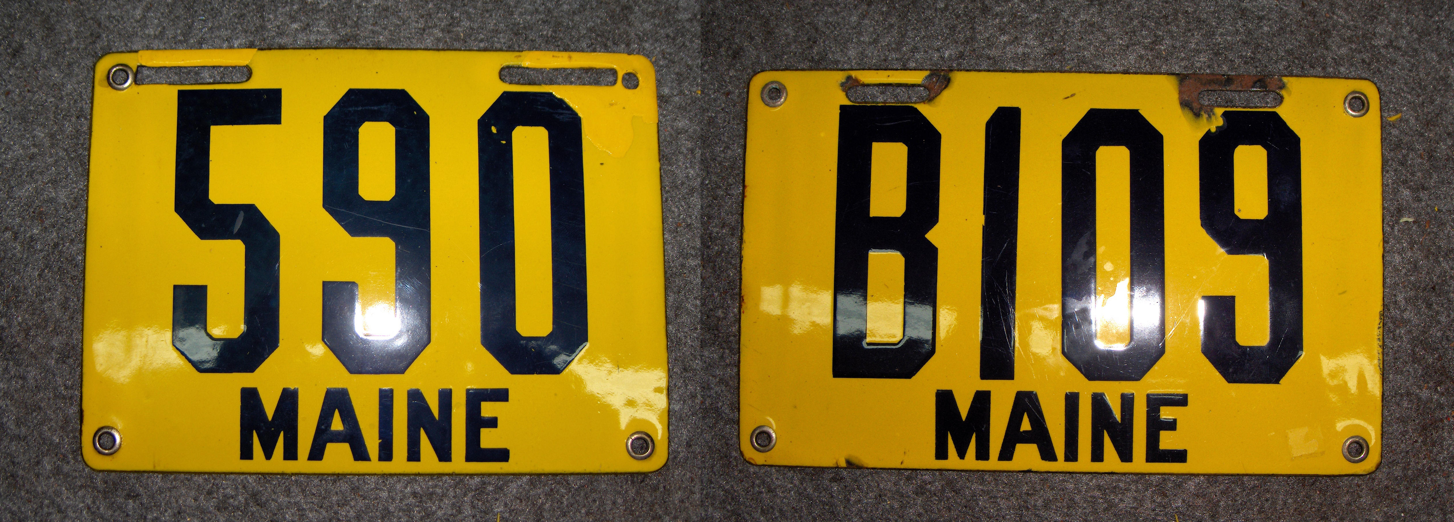 Bonhams Cars : Two porcelain enamel Maine license plates, 1912,,