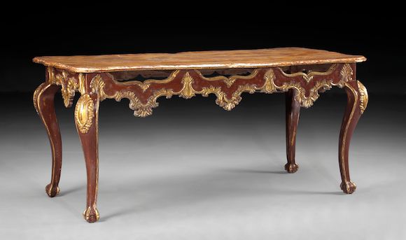 Bonhams : A Portuguese Rococo parcel gilt and paint decorated table