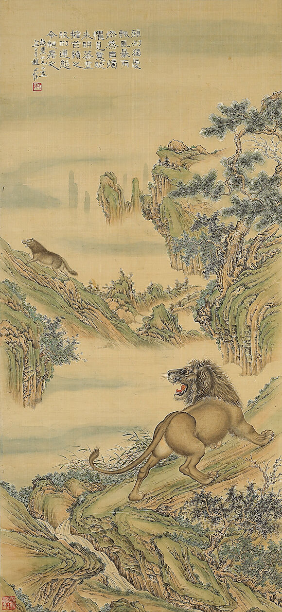 Bonhams : Zhao Shigang (1874-1945) Lion and Wolf