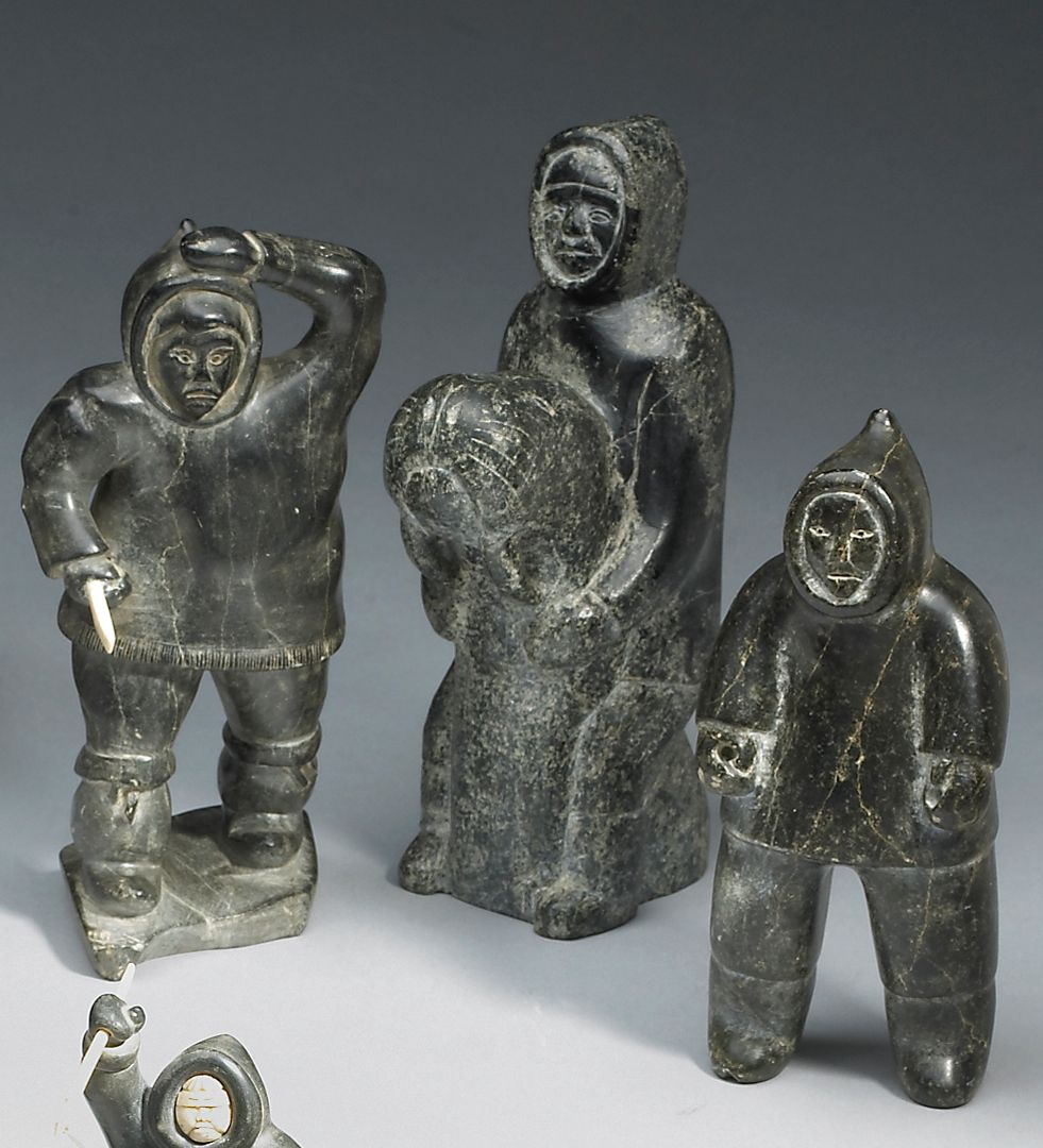 Three Eskimo stone sculptures
