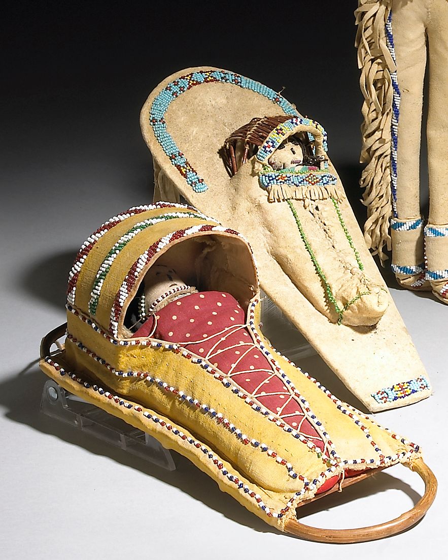 Two beaded model cradles