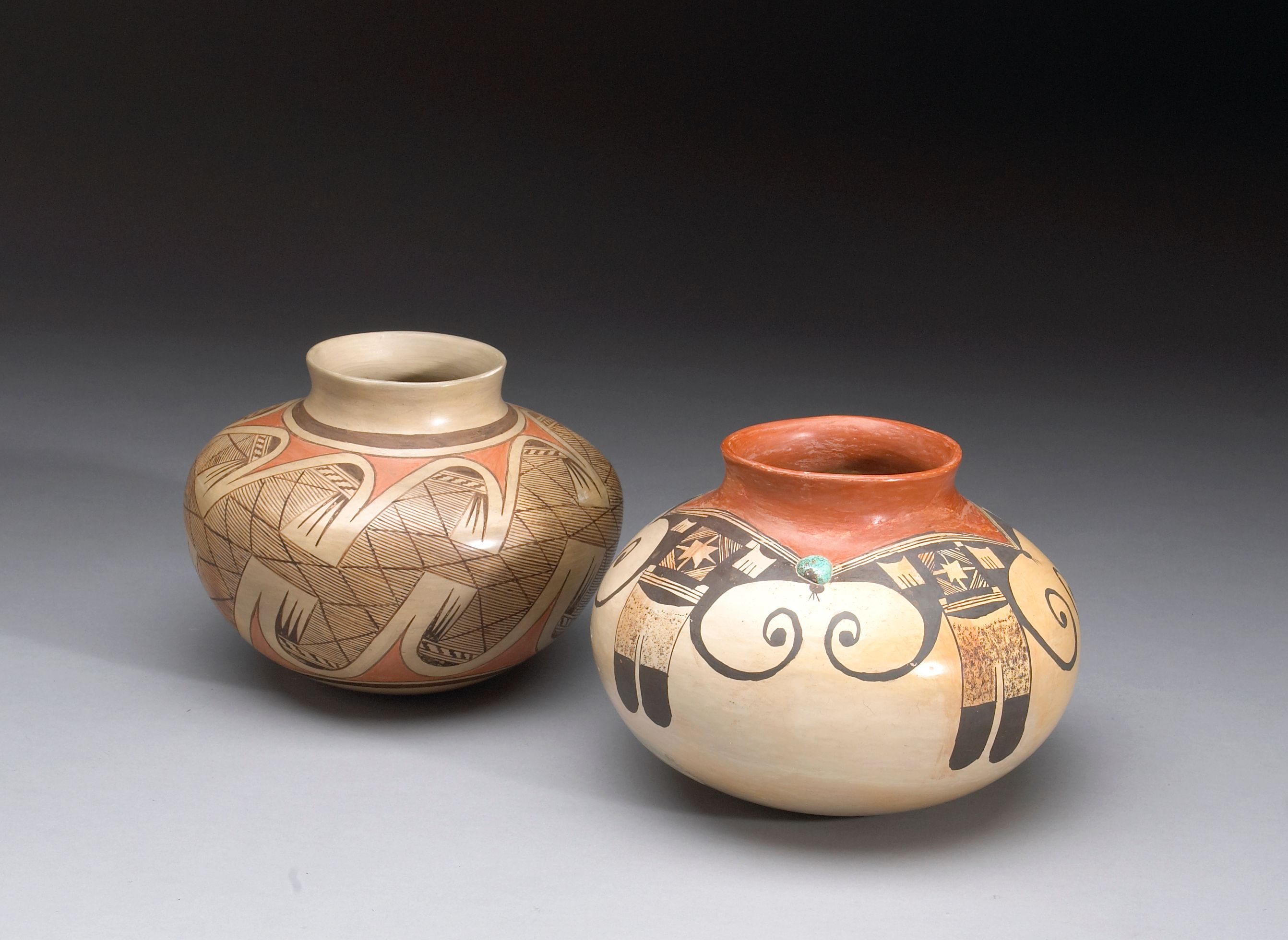 Two Hopi polychrome jars