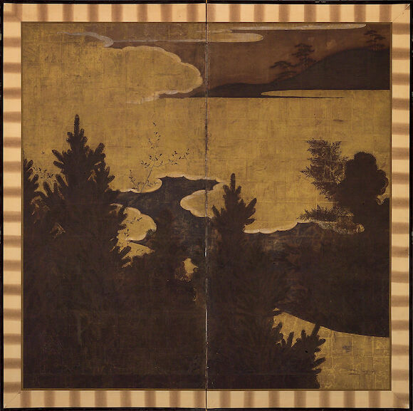 Bonhams : Anonymous (Edo Period) Trees by a Stream