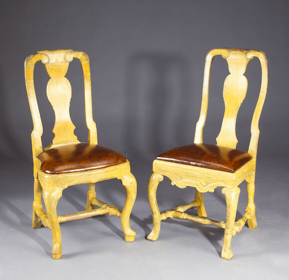 Bonhams : A harlequin set of ten Northern European Rococo painted chairs