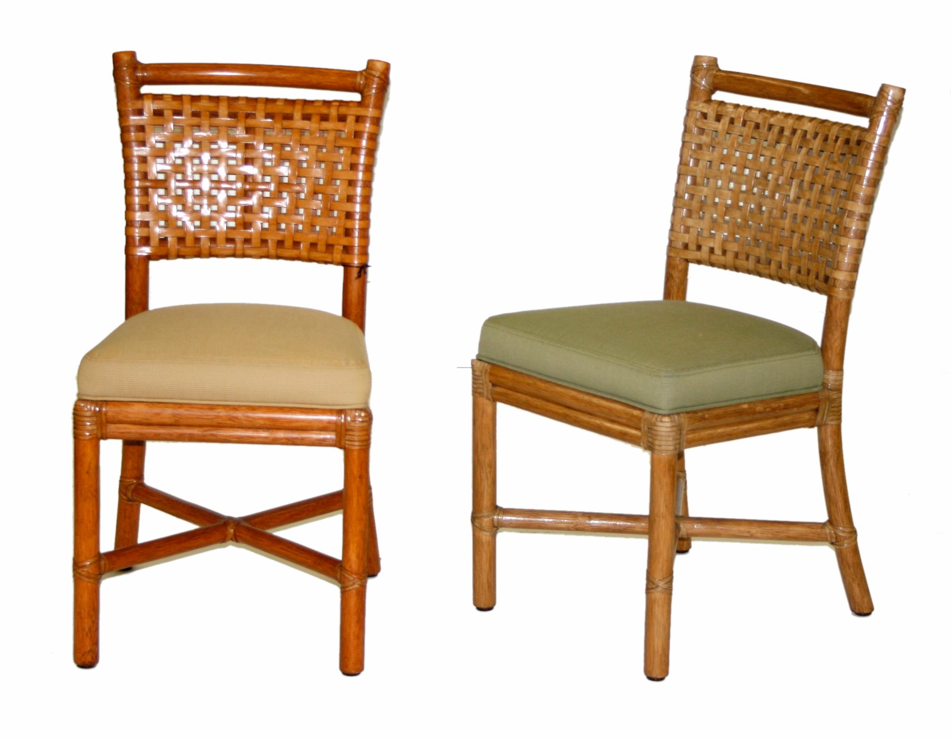Three laced rawhide side chairs
