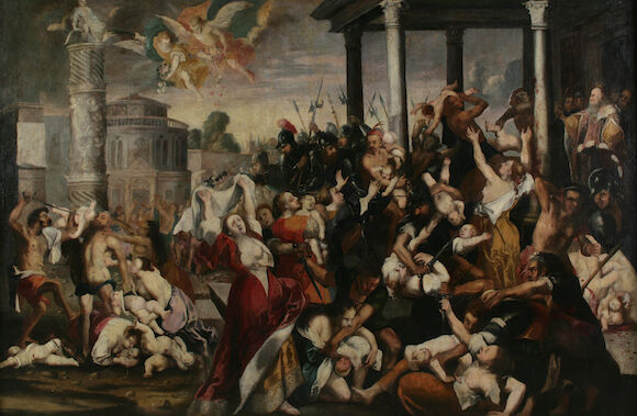 Bonhams : After Sir Peter Paul Rubens The Massacre of the Innocents 58 1/2 x 89in (148.5 x 226cm)