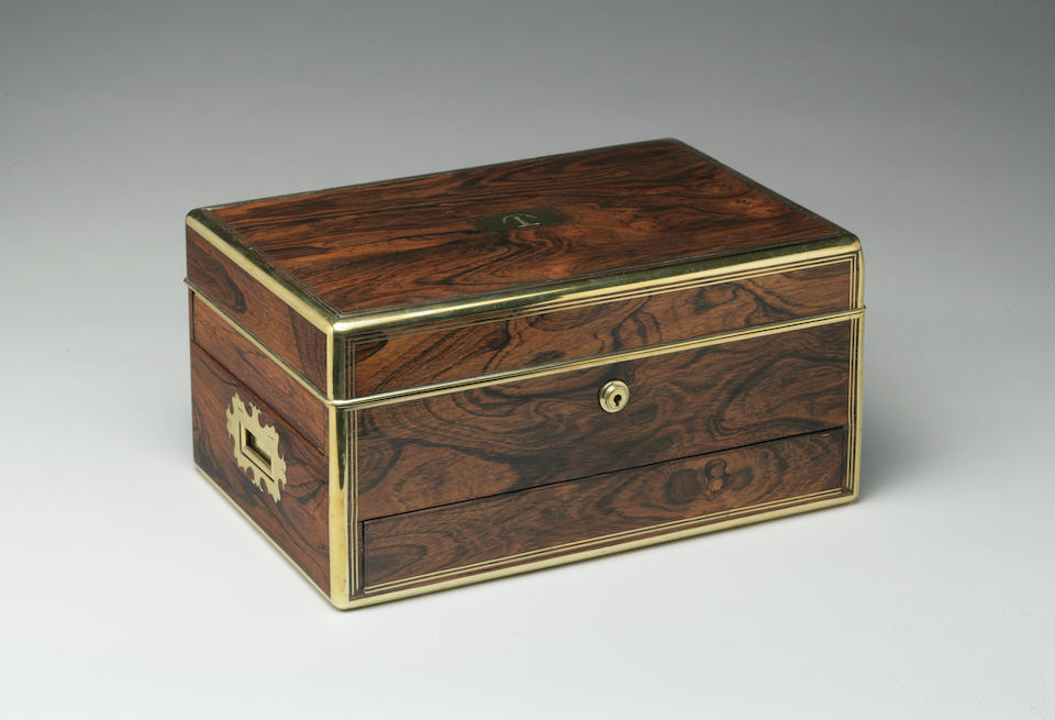 Bonhams : A Victorian brass-bound calamander mechanical jewelry box