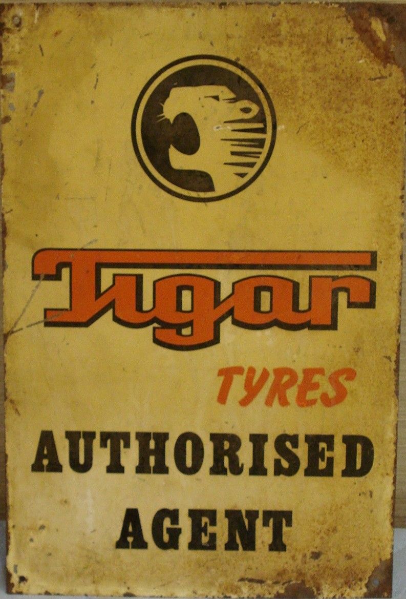Bonhams Cars : A Tigar Tyres Agency enamel sign, Indian, 1950s,