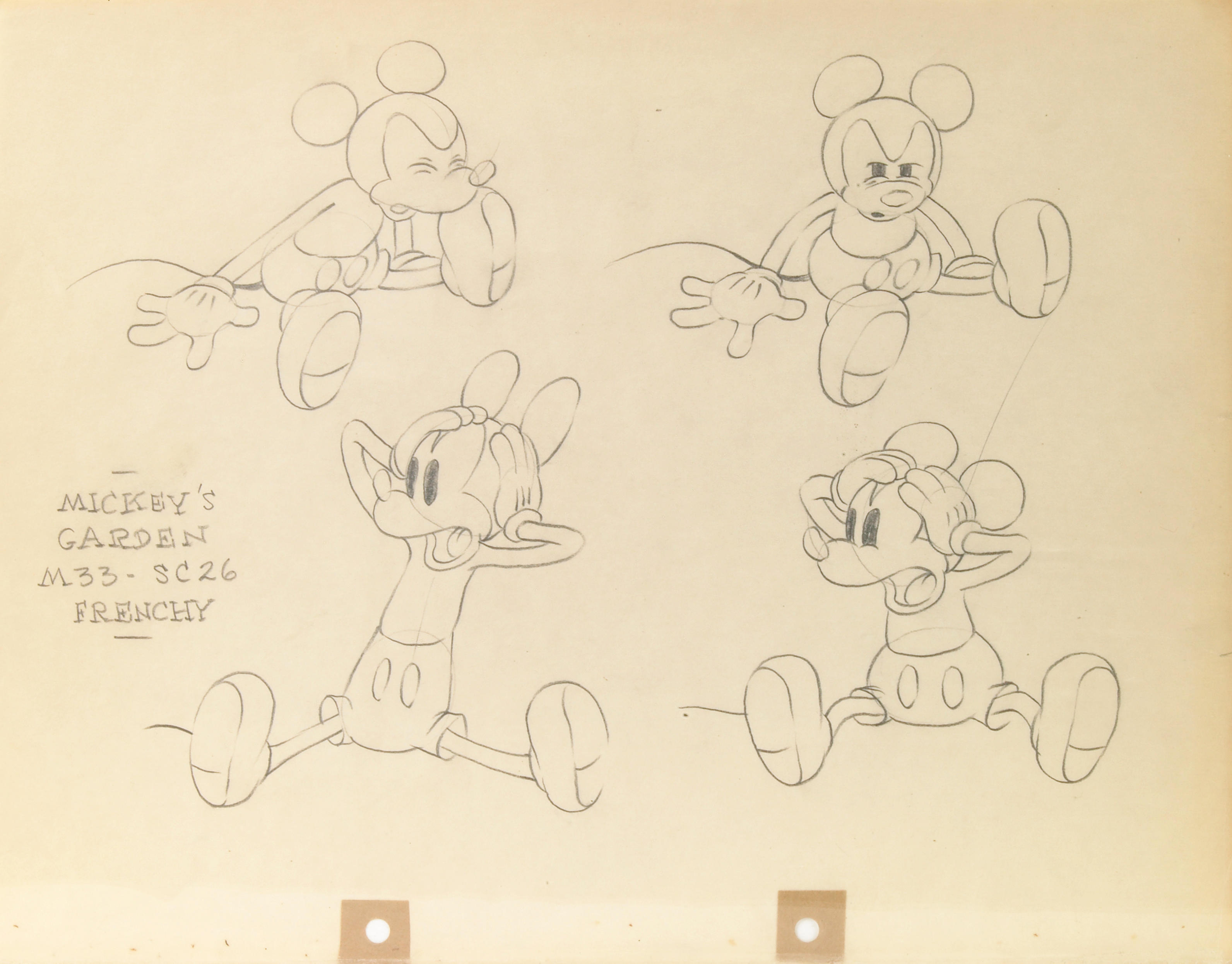 A Walt Disney model sheet drawing of Mickey Mouse from “Mickey’s Garden ...