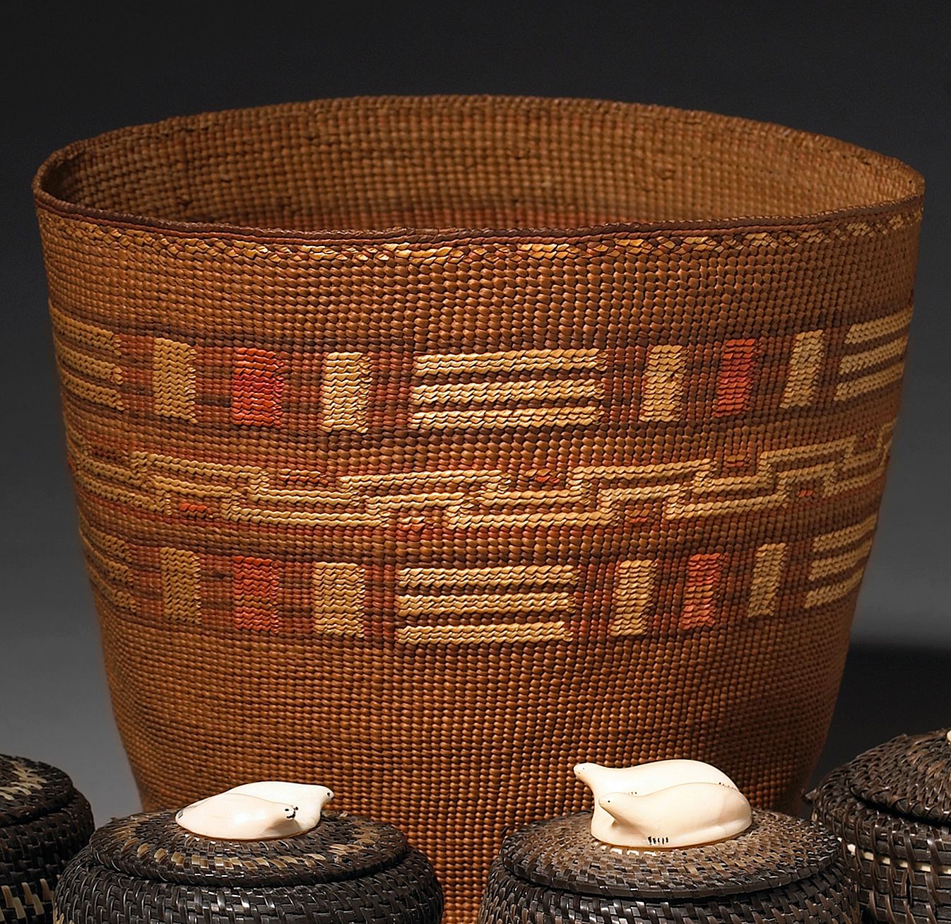 A Tlingit polychrome basket