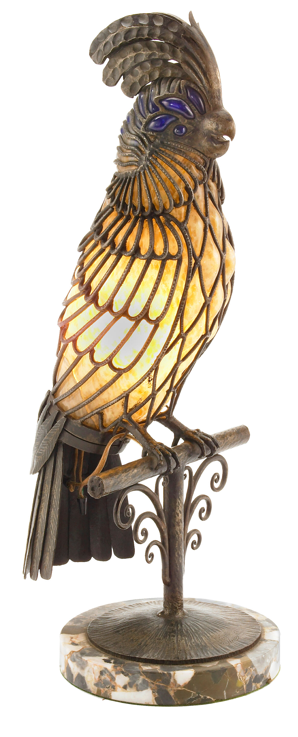A Chapelle wrought iron and Müller Frères internally decorated b