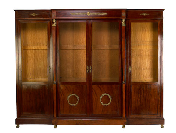 Bonhams : An Empire style gilt bronze mounted mahogany bibliotheque