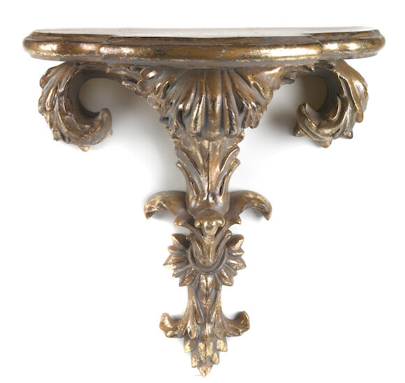 Bonhams : A pair of Italian Baroque style giltwood wall brackets