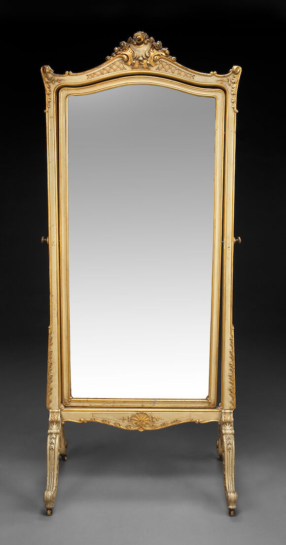 Bonhams : A Louis XV style parcel gilt and paint decorated cheval ...
