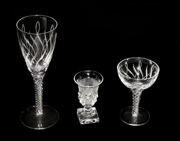 Bonhams : A suite of Stuart crystal glassware with air twist stems