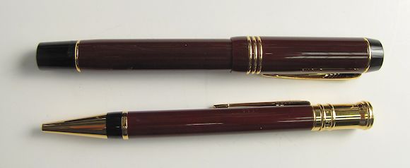Bonhams : Parker Duofold Burgundy Limited Edition Set of Fountain Pen ...