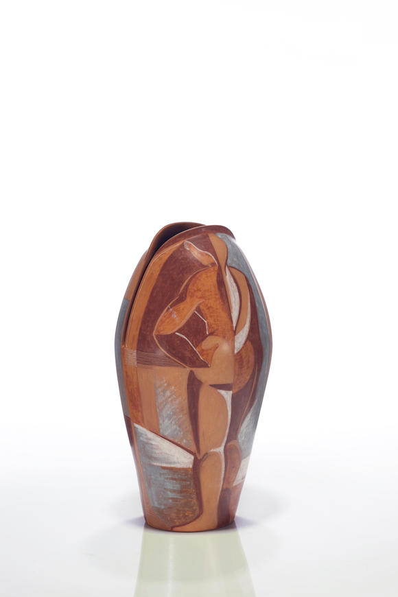 Bonhams : Carmen Collell (Spanish, 1957) Brown Oval Figure Vase, 1985