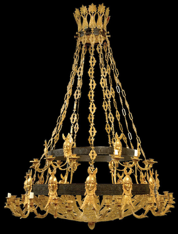 Bonhams : An Empire style gilt and patinated bronze thirty-six light ...