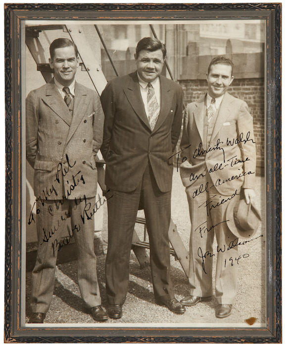 Bonhams : A Babe Ruth signed black and white photograph to his agent, 1940