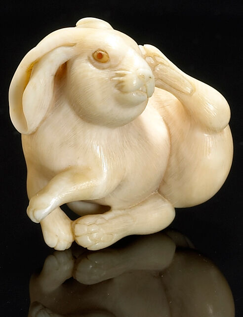 Bonhams : An ivory netsuke of a rabbit By Bishu Saito (b. 1943)