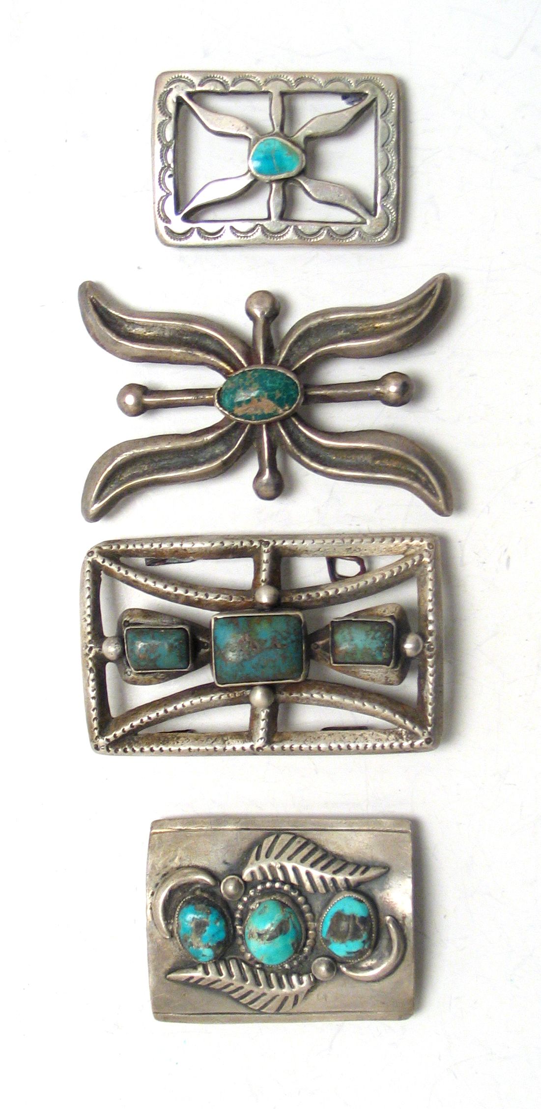 Four Navajo bow guard panels