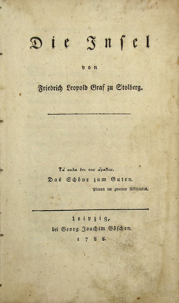 Bonhams STOLBERG, FRIEDRICH LEOPOLD ZU. 17501819.