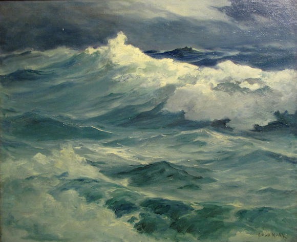 Bonhams : Leon Lundmark (American, 1875-1942) The churning waves sight ...