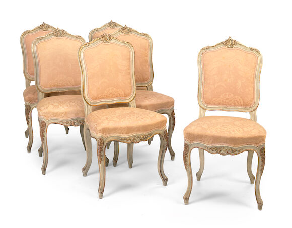 Bonhams : A set of eighteen Louis XV style parcel gilt and paint ...