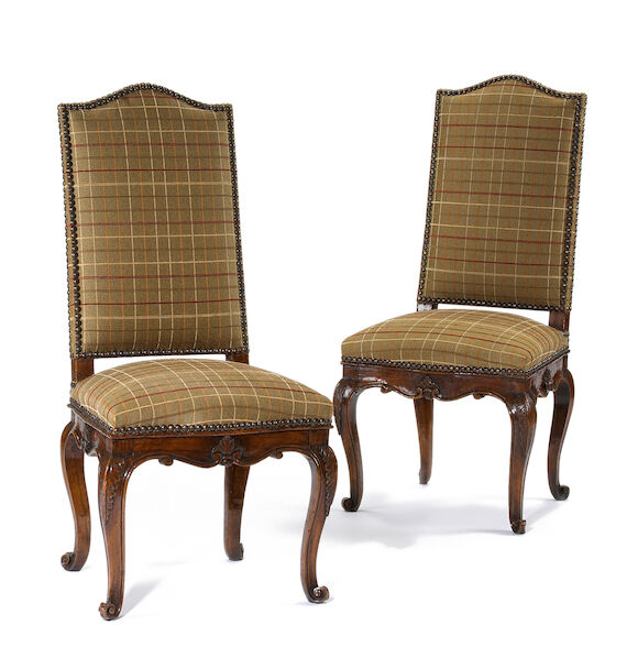 Bonhams : A pair of Louis XV walnut chaises mid 18th century