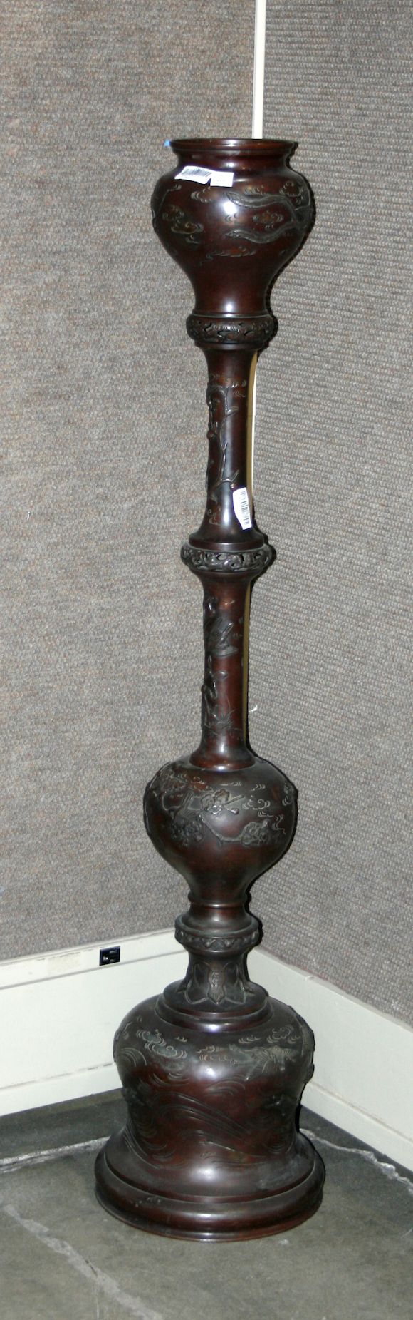 Bonhams A patinated bronze floor lamp pedestal Meiji Period