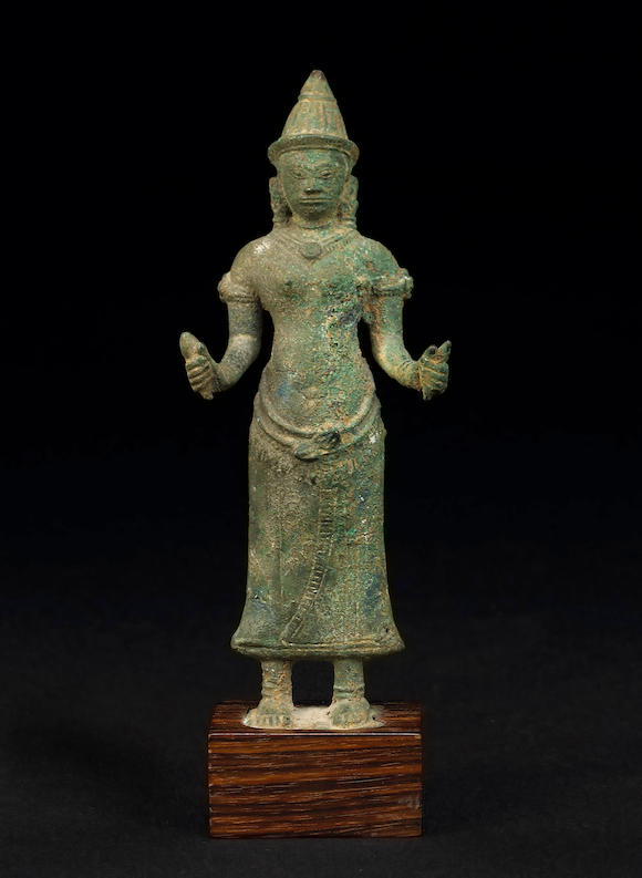 Bonhams : A small Khmer bronze figure of a female deity Angkor Wat ...