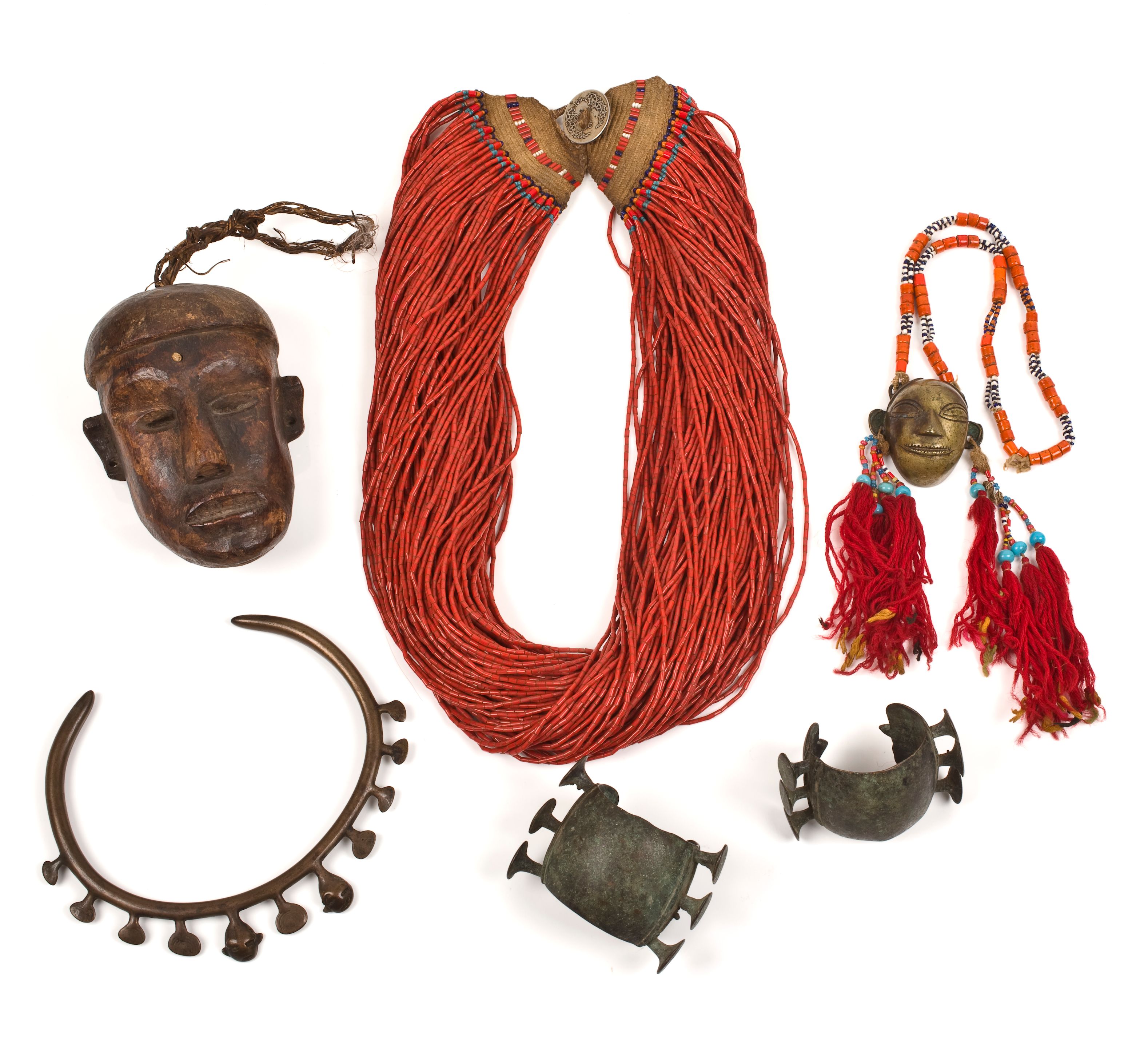 Bonhams A group of Naga, Konyak tribe, body adornments, India