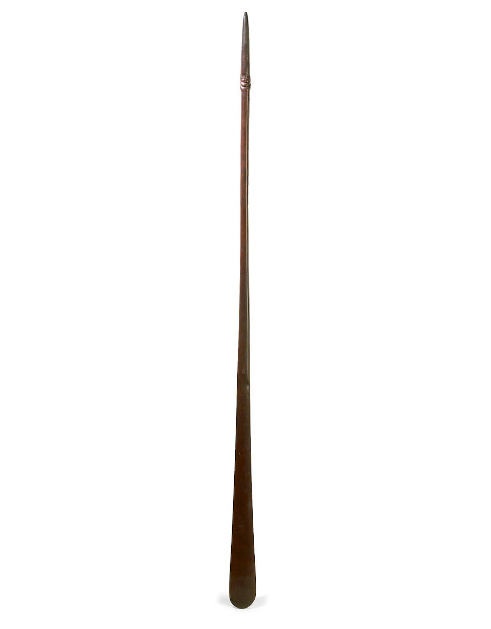 Bonhams : A very rare Maori pointed fighting staff, pouwhenua, New Zealand