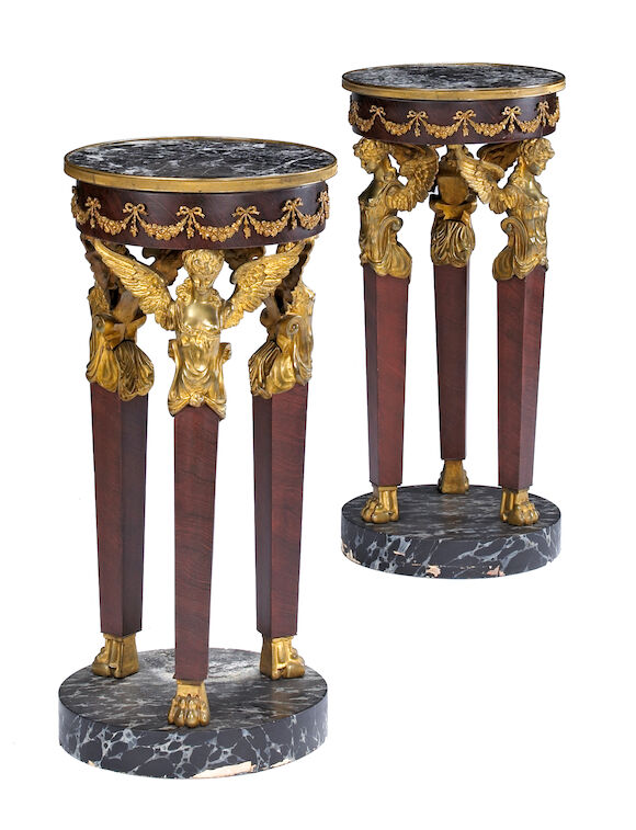Bonhams : A pair of Empire style gilt bronze mounted faux rosewood ...