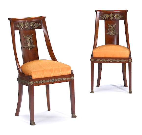 Bonhams : A set of four Empire style gilt bronze mounted mahogany ...