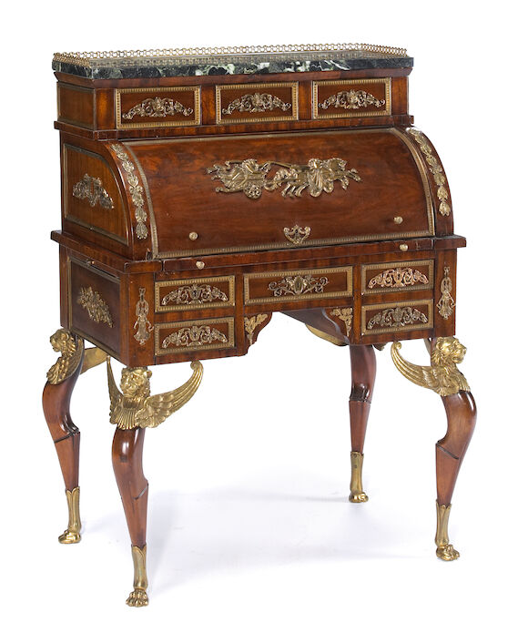 Bonhams : An Empire style gilt bronze mounted mahogany bureau à ...