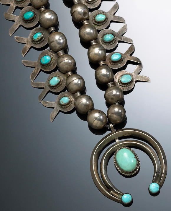 Bonhams A Hopi squash blossom necklace