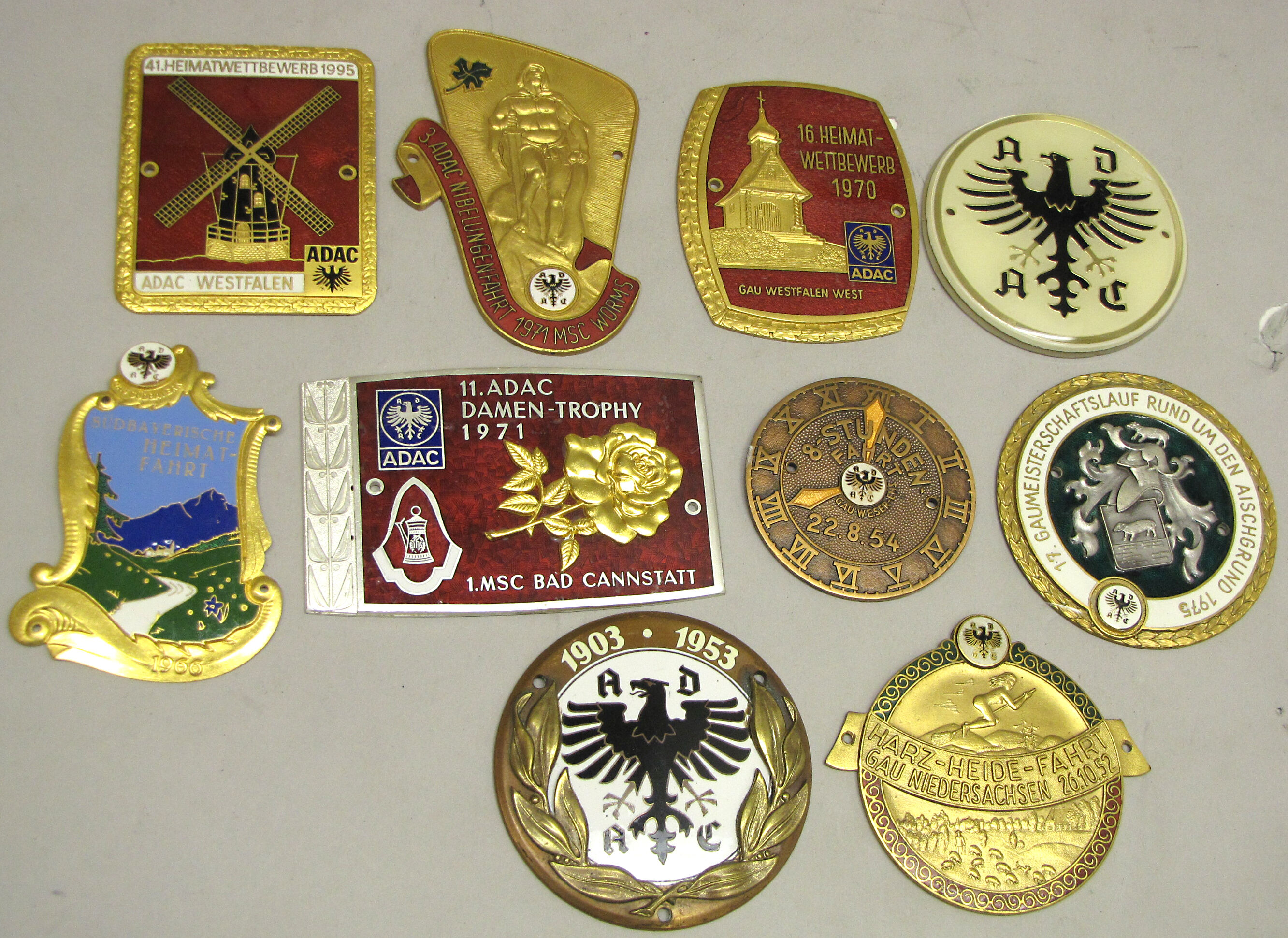 Bonhams Cars : Ten ADAC club and rally badges, German,