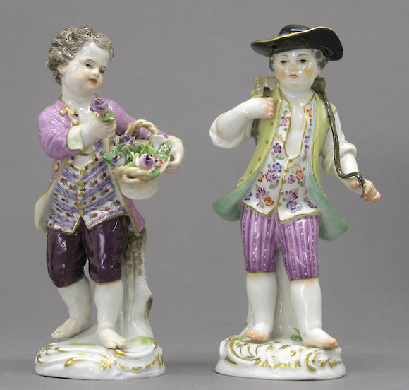 Bonhams : Two Meissen porcelain figures of boys late 19th/20th century