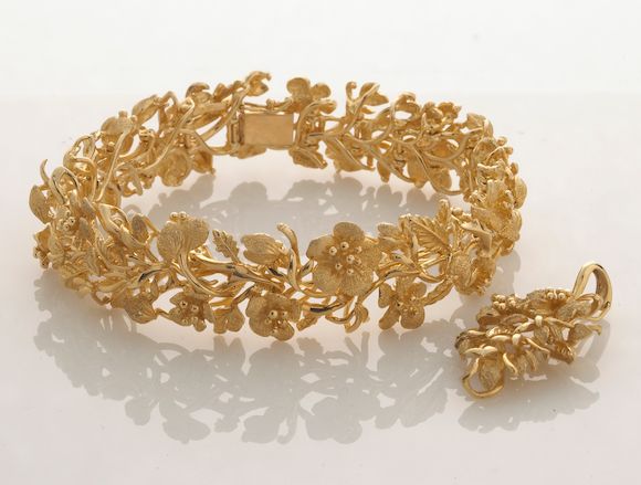 Plus gold & floral pattern print belted romer