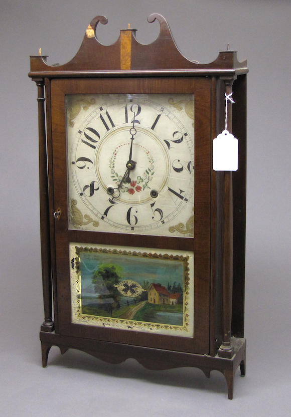 Bonhams : An American mahogany pillar and scroll shelf clock Eli Terry ...