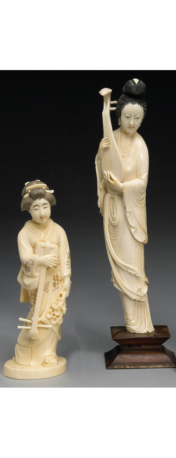 Bonhams : Two Asian carved ivory beauties 20th Century