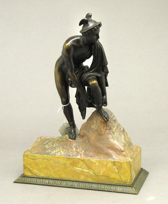 Bonhams : A Patinated Bronze Figure Of Mercury Tying His Sandal Early 