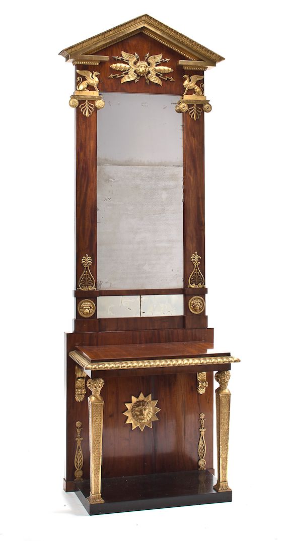 Bonhams : A Swedish Neoclassical parcel-gilt mahogany pier mirror and ...